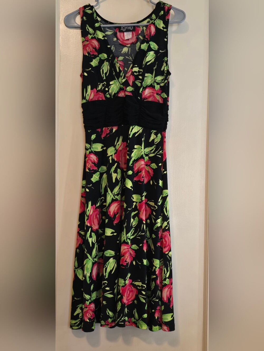 Sleeveless Midi Dress Tropical Y2K Floral Kupcake Dress